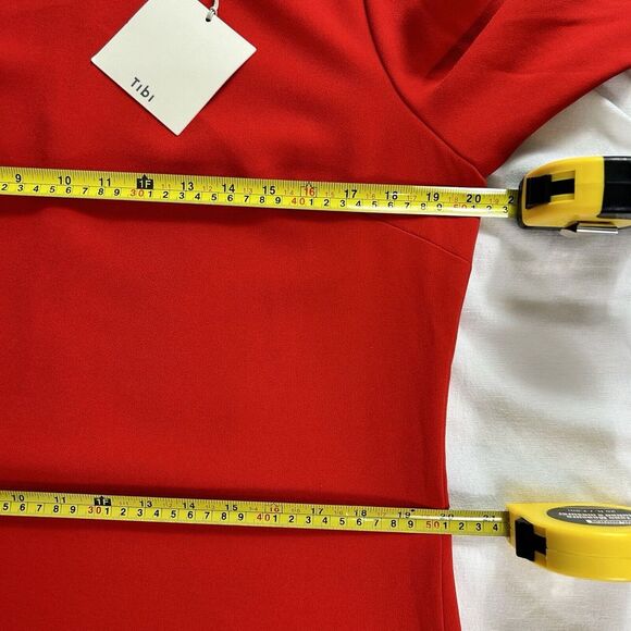 Tibi Long-Sleeve Crepe Mini Cocktail Dress Red Zipper Valentine sz 12 NWT $495 - Picture 12 of 16